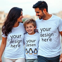 Family (3) Customized Half Sleeve T-Shirt For kids, Man,Women