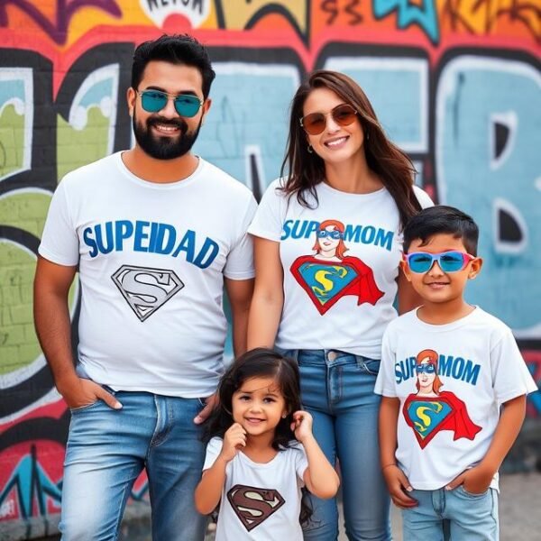 Family (4) Customized  Half Sleeve  T-Shirt  For kids, Man,Women
