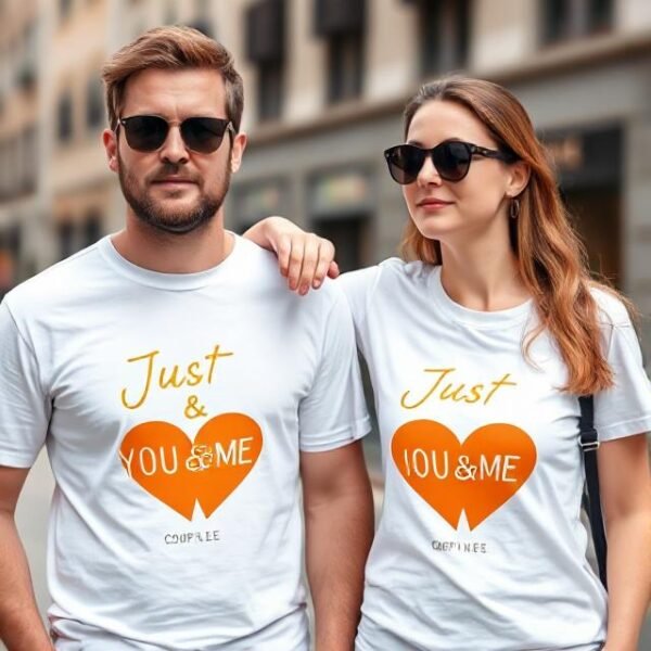 Name date & initials Personalized couple T-Shirts