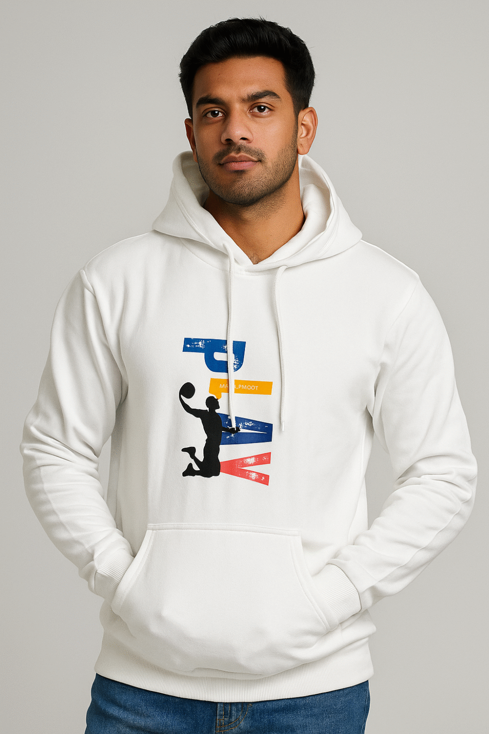 Men Regular Fit Hoodie with Kangaroo Pocket