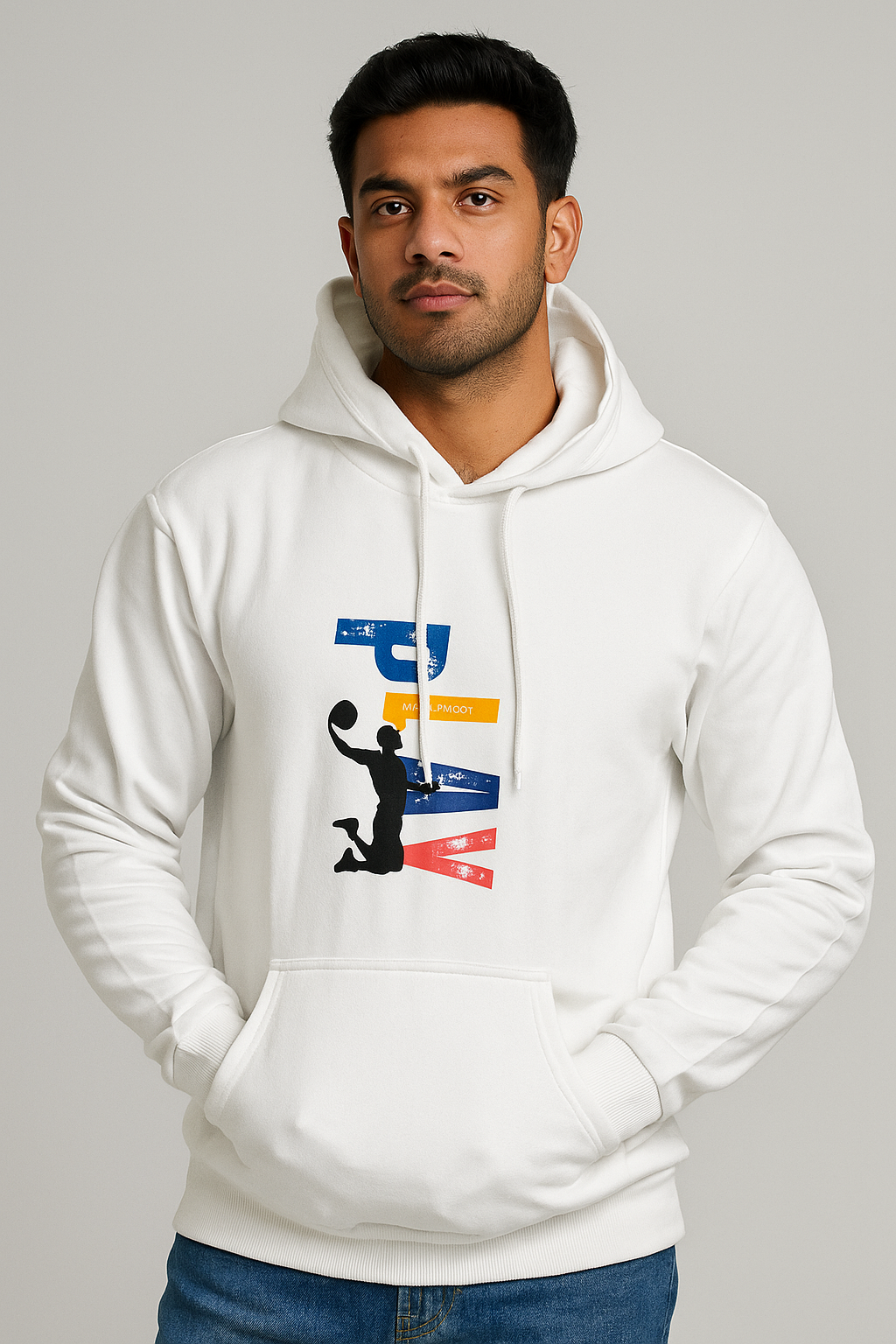 Men Regular Fit Hoodie with Kangaroo Pocket